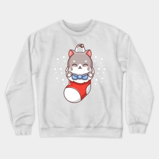 Cute cats with a christmas wreath for winter Crewneck Sweatshirt